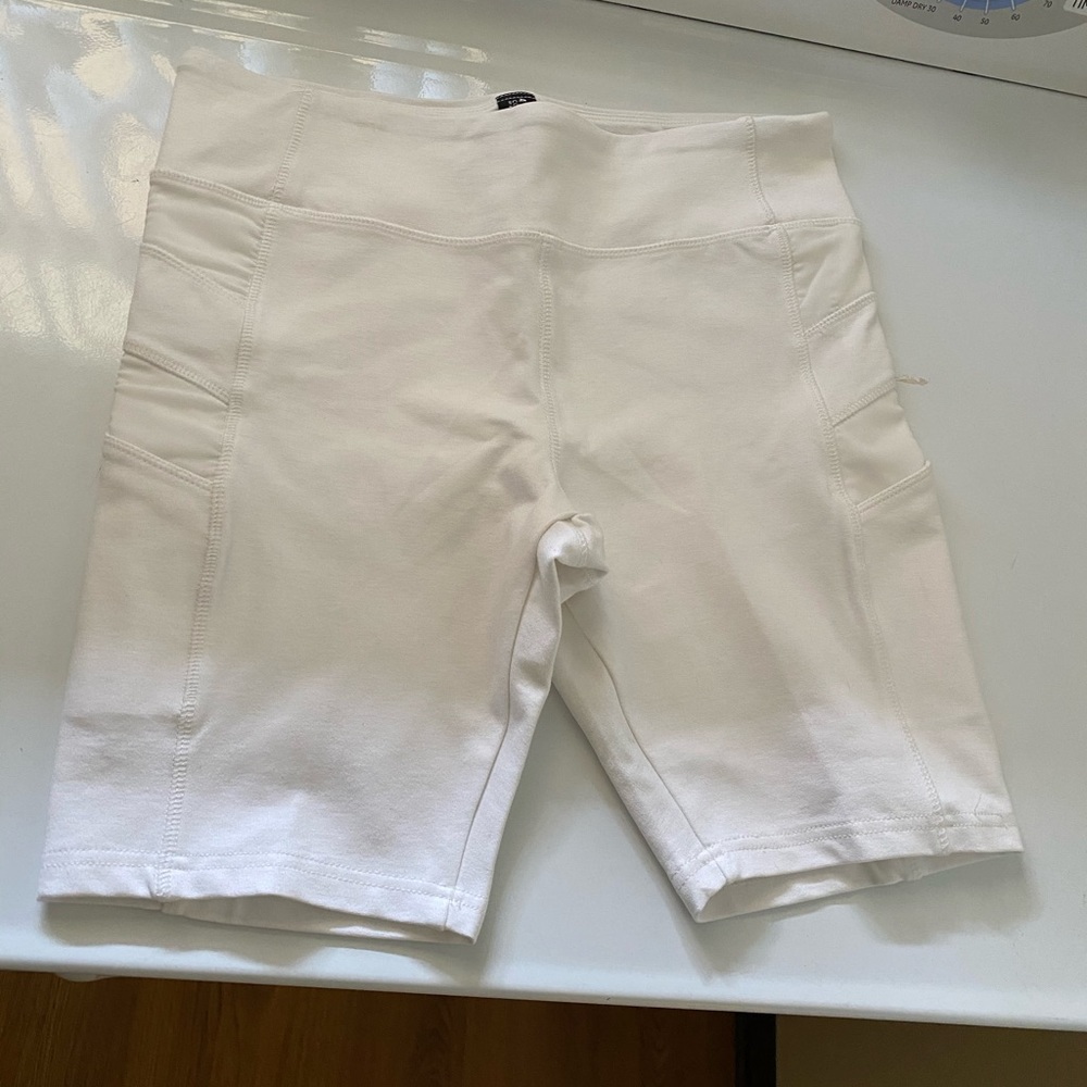 White biker shorts